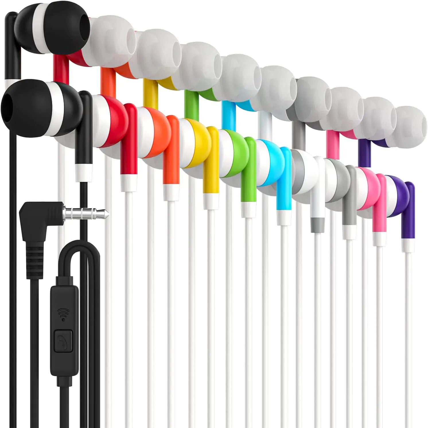 Maeline Multi-Color Classroom Earbuds 10-Pack with Mic